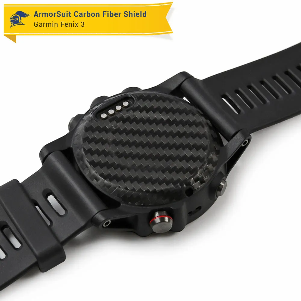 Garmin Fenix 3 Screen Protector   Black Carbon Fiber Skin