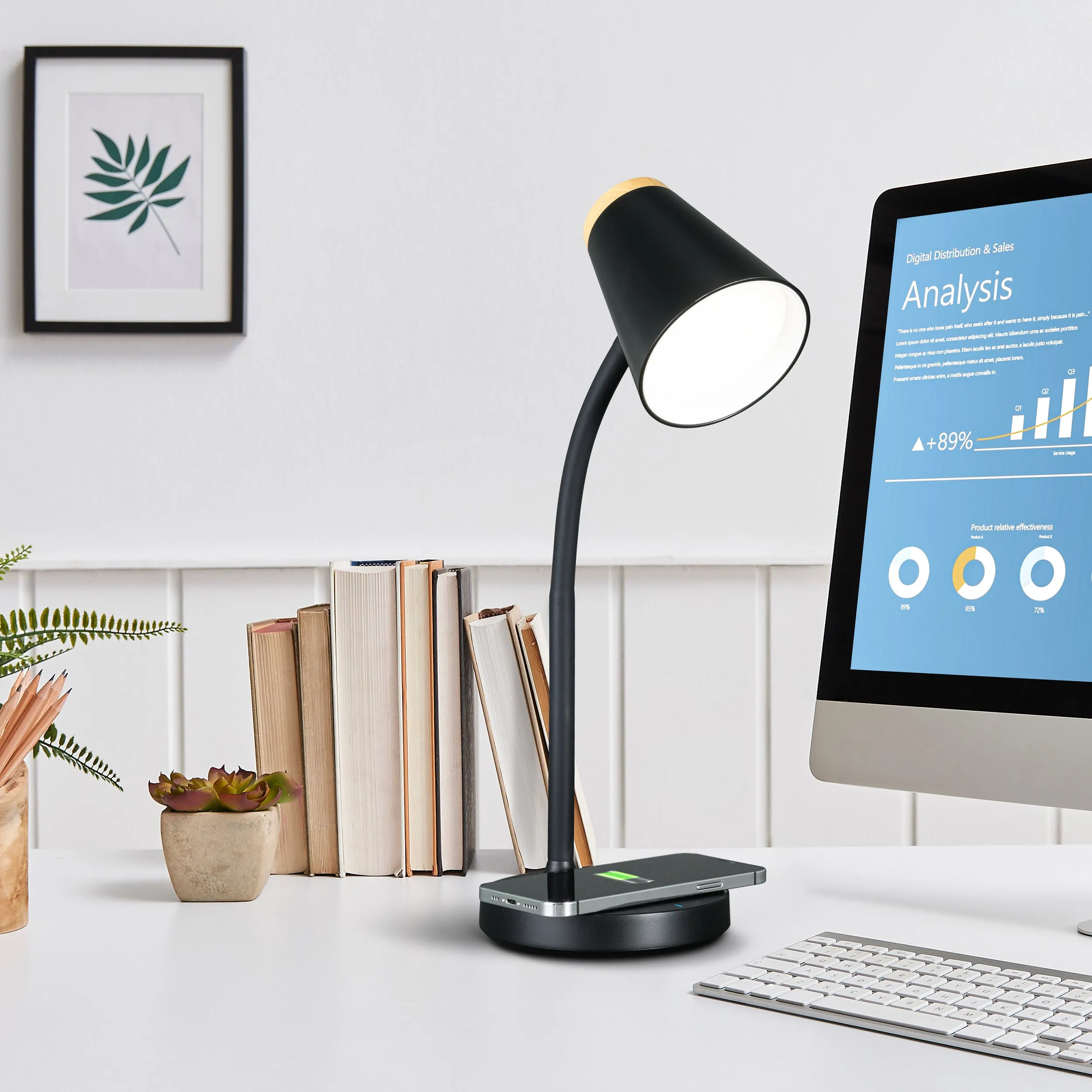 Gleam LED Desk Lamp with Wireless Charging