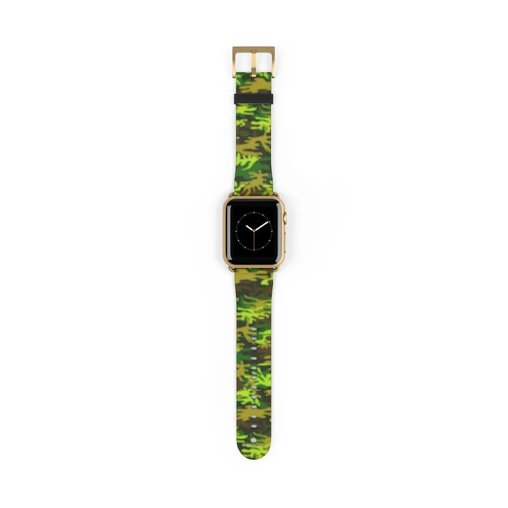 Green Brown Camo Watch Band, Military Print 38mm/42mm Watch Band For Apple Watch- Made in USA