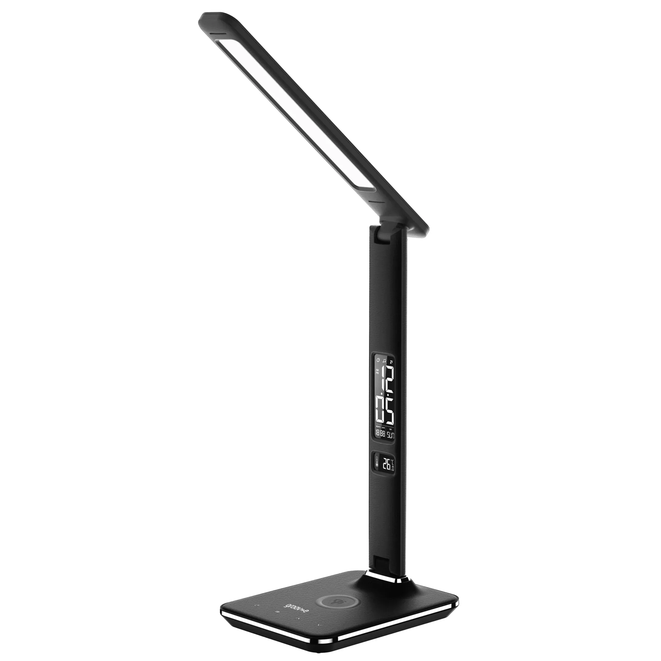 Groov-E 5W Wireless Charging LED Desk Lamp With Pad & Clock - Black