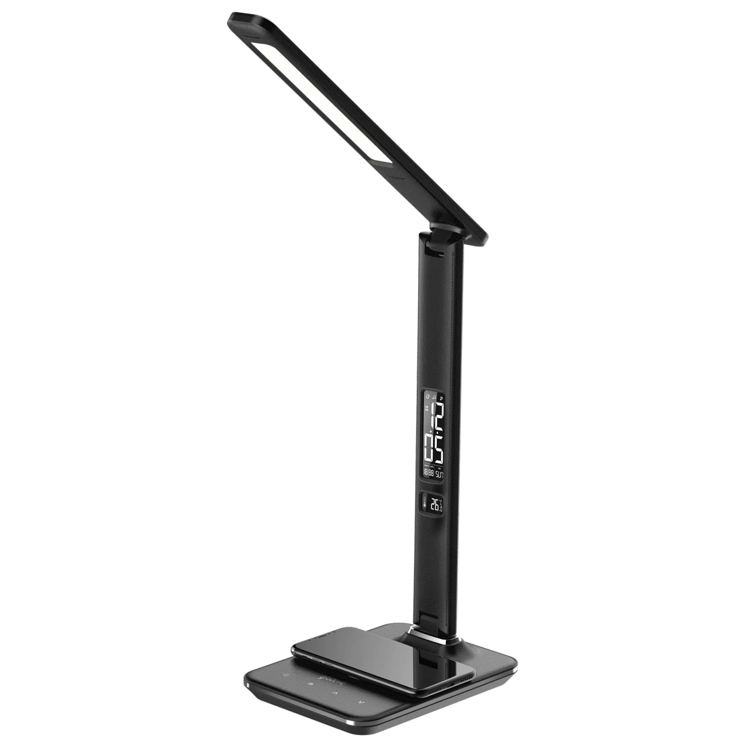 Groov-E 5W Wireless Charging LED Desk Lamp With Pad & Clock - Black