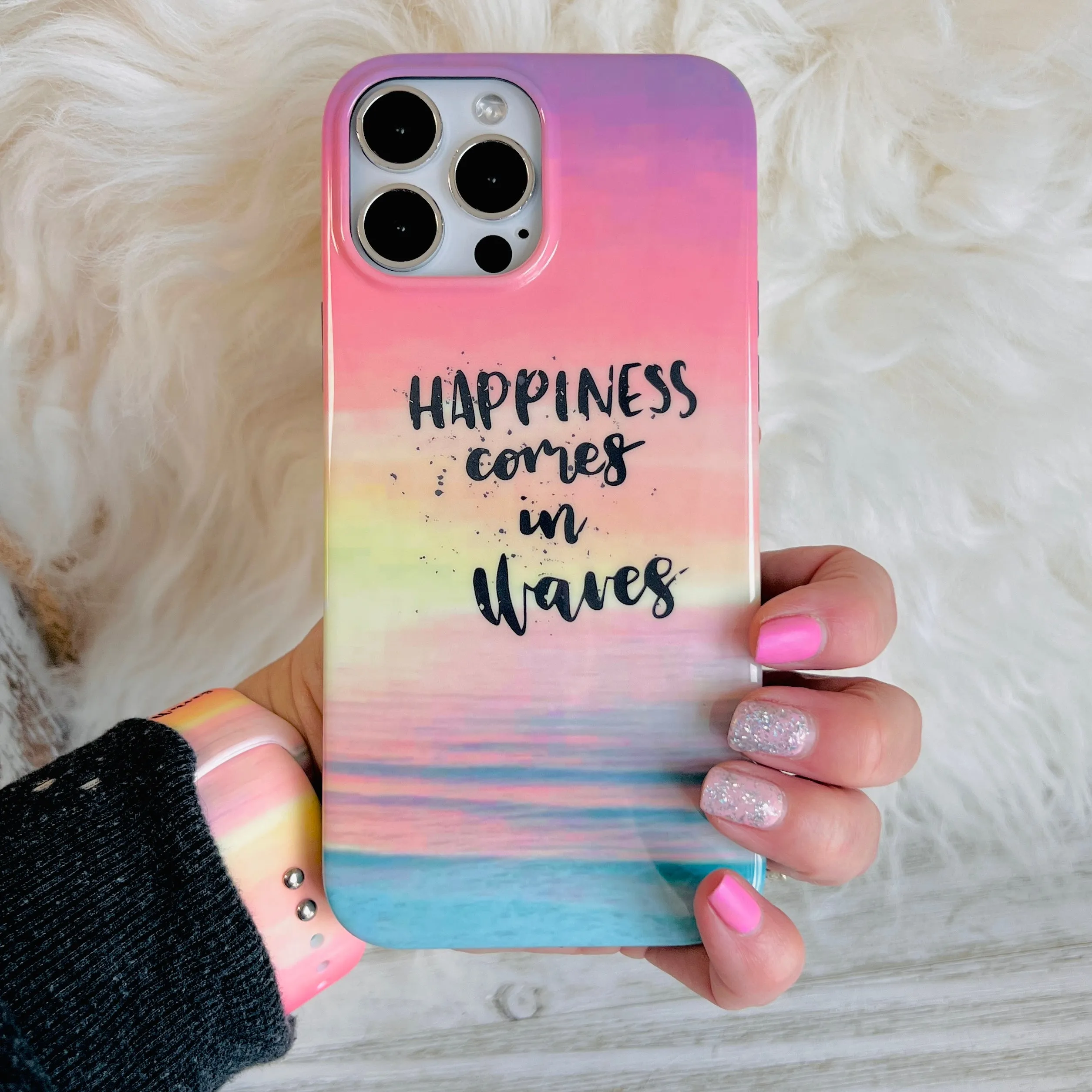 Happiness Comes In Waves Phone Case For iPhone