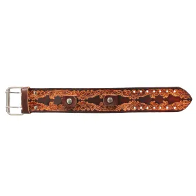 Hot Leathers 1.5" Antique Brown with Flourish Watch Band