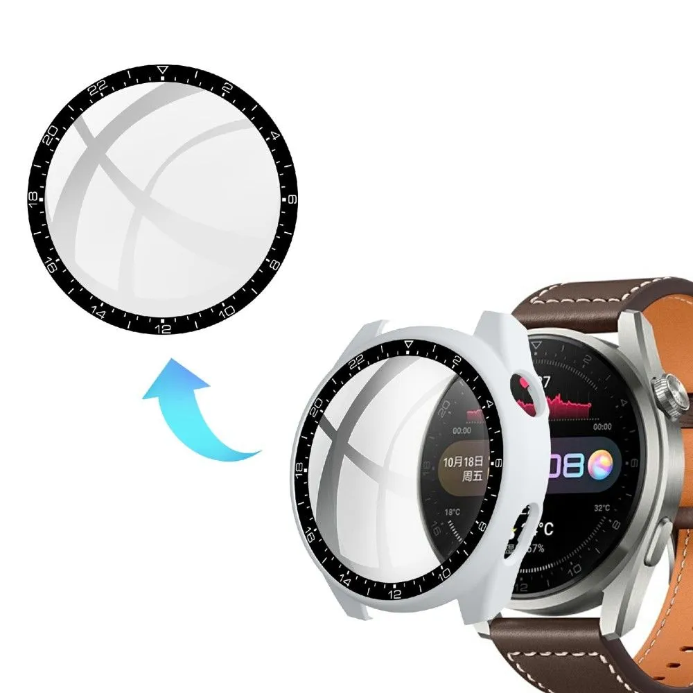 Huawei Watch 3 Pro dial style cover   tempered glass - White