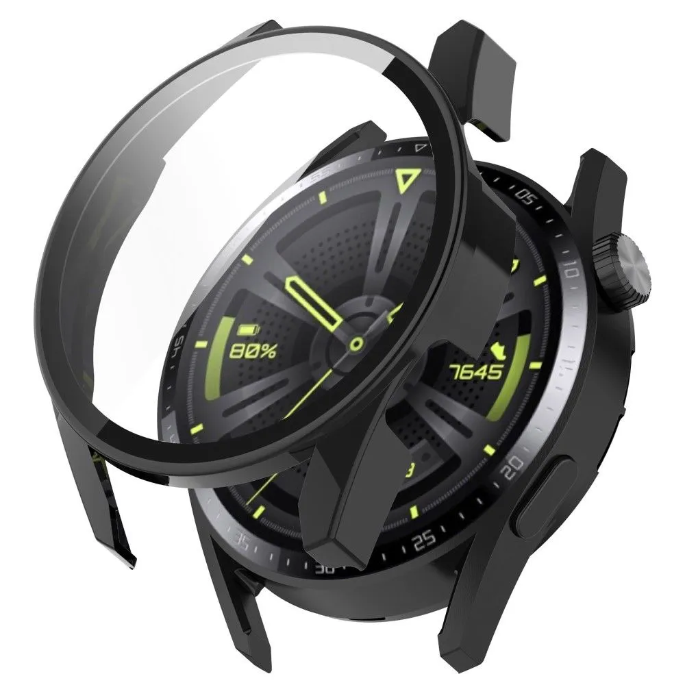 Huawei Watch GT 3 (46mm) TPU frame   tempered glass screen protector - Black