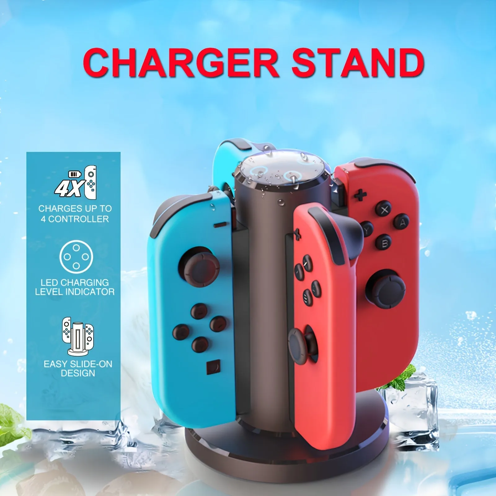 Joycon Charging Dock For Switch Controller, For Switch Accessories Compatible Switch Joycon, 4 In 1 Switch Charger For Switch With A Micro-USB Charging Cord-HONCAM