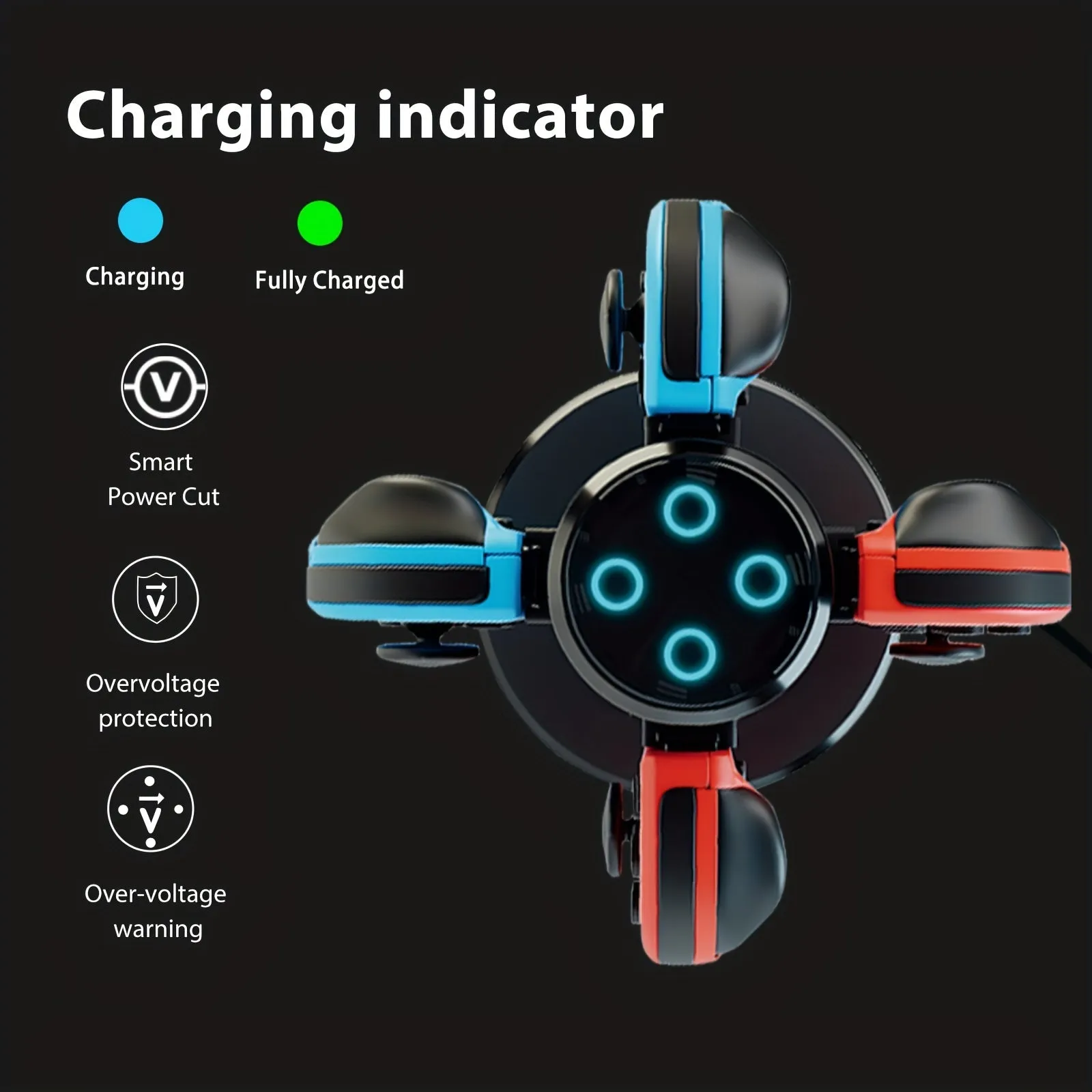 Joycon Charging Dock For Switch Controller, For Switch Accessories Compatible Switch Joycon, 4 In 1 Switch Charger For Switch With A Micro-USB Charging Cord-HONCAM