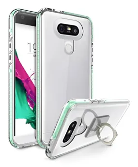 LG G5 Case, Style4U Scratch Resistant Shock Absorbent Slim Clear Back TPU Bumper Case Cover for LG G5 with 1 Style4U Ring Holder Kickstand [Mint Green]