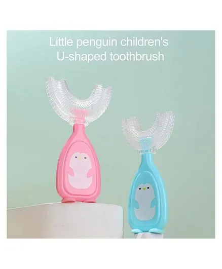 Little Dinos U Shaped Toothbrush Penguin single piece- Pink