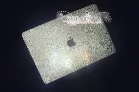 MACBOOK Case / Cover in CLEAR WHITE Crystals Random Sizes Pattern (Air/Pro/Retina)Add Name or Words