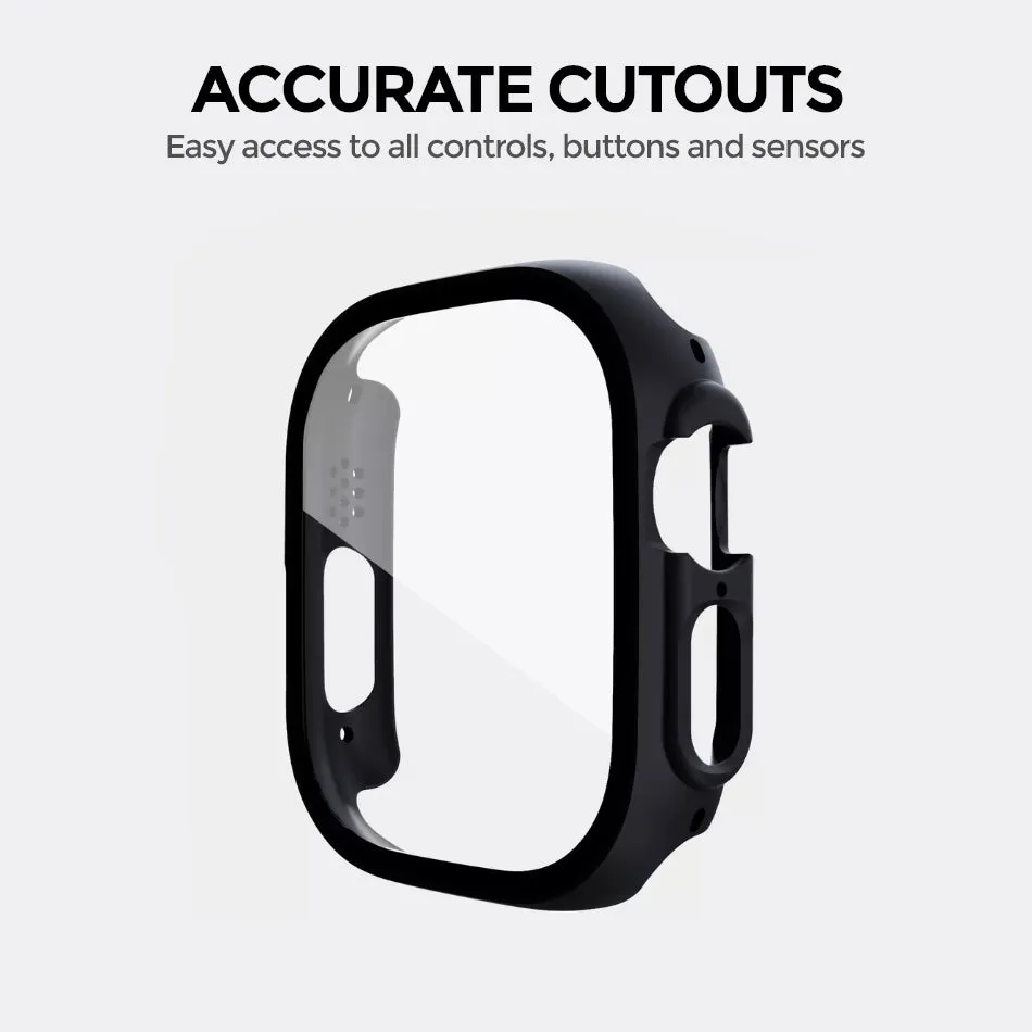 Matte Watch Cover | Apple Watch Ultra 49mm Case with Screen Protector  Pack of 2  | Clear/Black