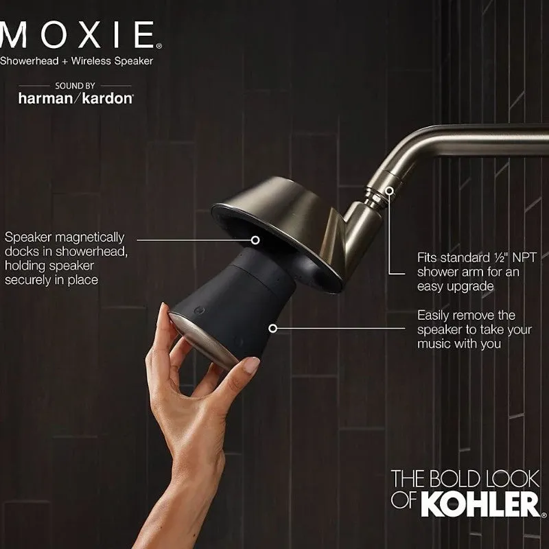 Moxie 1.75 gpm Bluetooth Showerhead Speaker in Matte Black