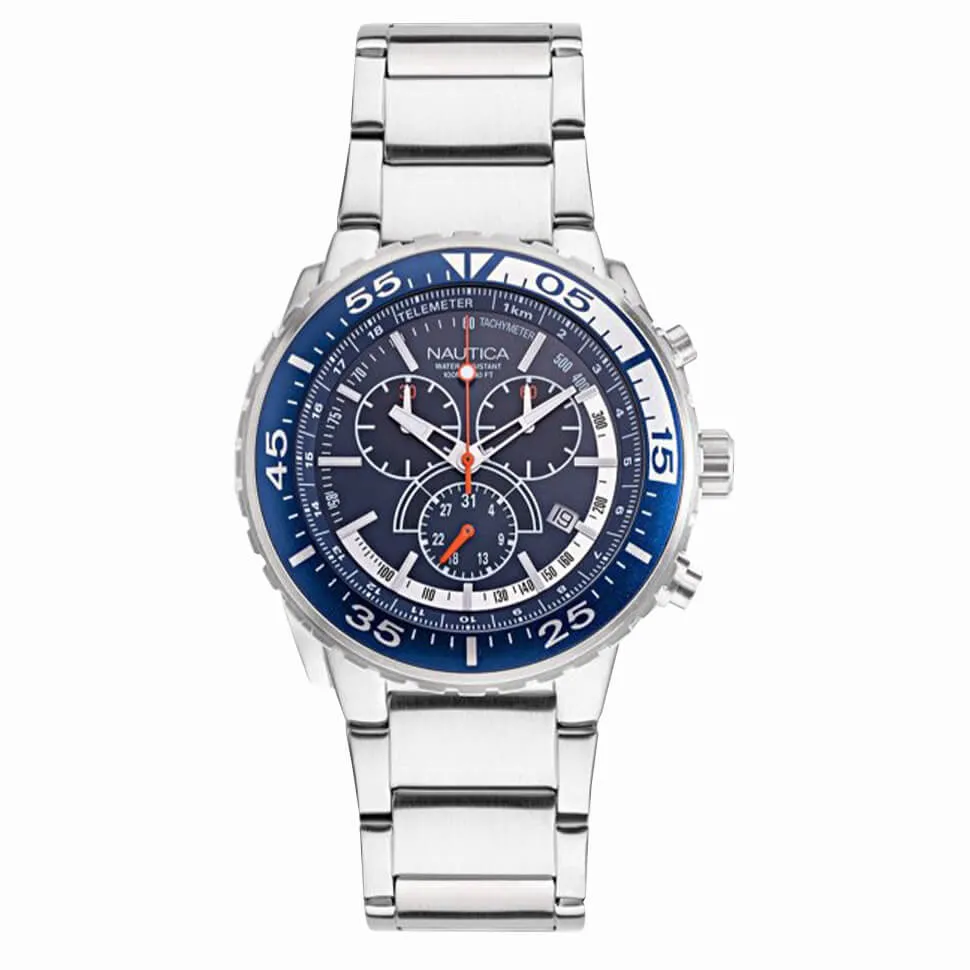 Nautica Men's Watch Chronograph Castle Silver NAPCAS902