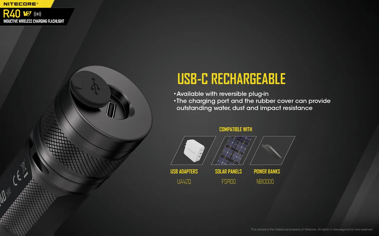 NITECORE 1000 LUMENS WIRELESS CHARGING FLASHLIGHT (R40 V2)