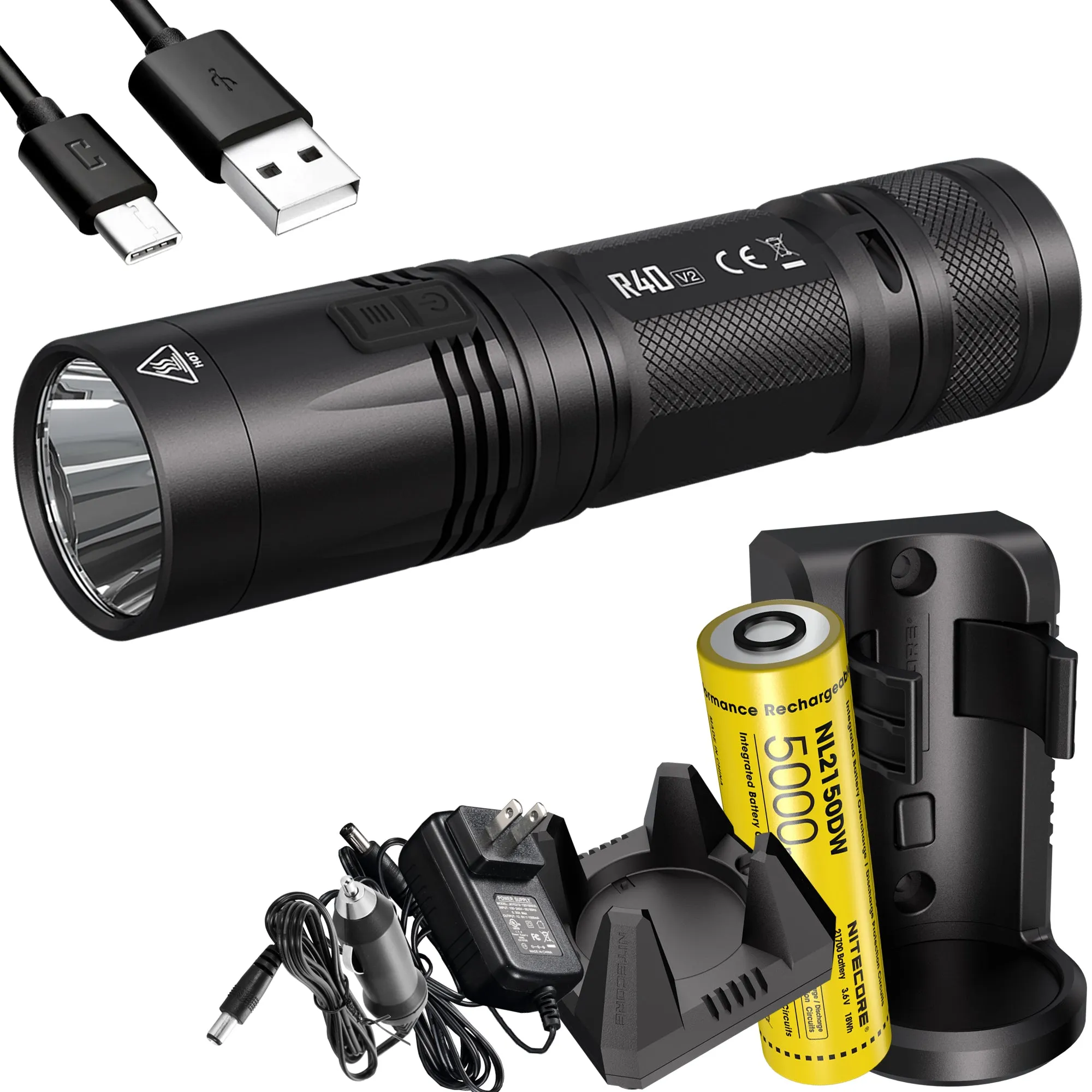 NITECORE R40 v2 1200 Lumen Rechargeable Flashlight Kit