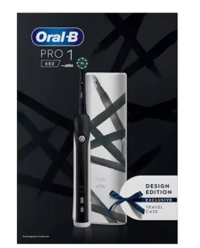 Oral-B Pro Series 1 Black Electric Toothbrush, Design Edition Exclusive Travel Case By Braun