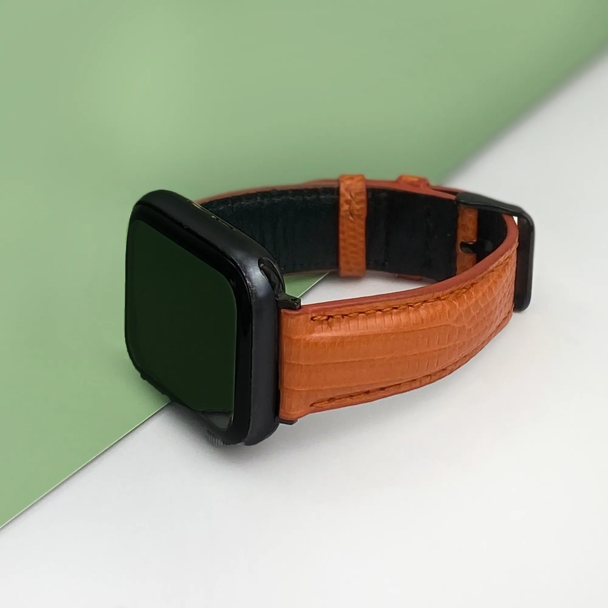 Orange Lizard Leather Strap for Apple Watch Ultra Series 8 7 6 5 4 3 SE | AW-160