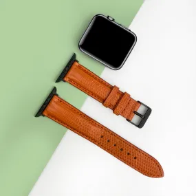 Orange Lizard Leather Strap for Apple Watch Ultra Series 8 7 6 5 4 3 SE | AW-160