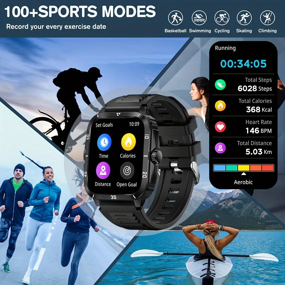 Outdoor Smart Watch (Answer/Make Calls), Sport Fitness Watch For iPhone And Androidos Phones, Waterproof Smart Watch With 100 Sport Modes/Long Battery Life