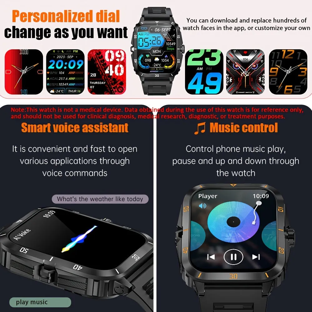 Outdoor Smart Watch (Answer/Make Calls), Sport Fitness Watch For iPhone And Androidos Phones, Waterproof Smart Watch With 100 Sport Modes/Long Battery Life