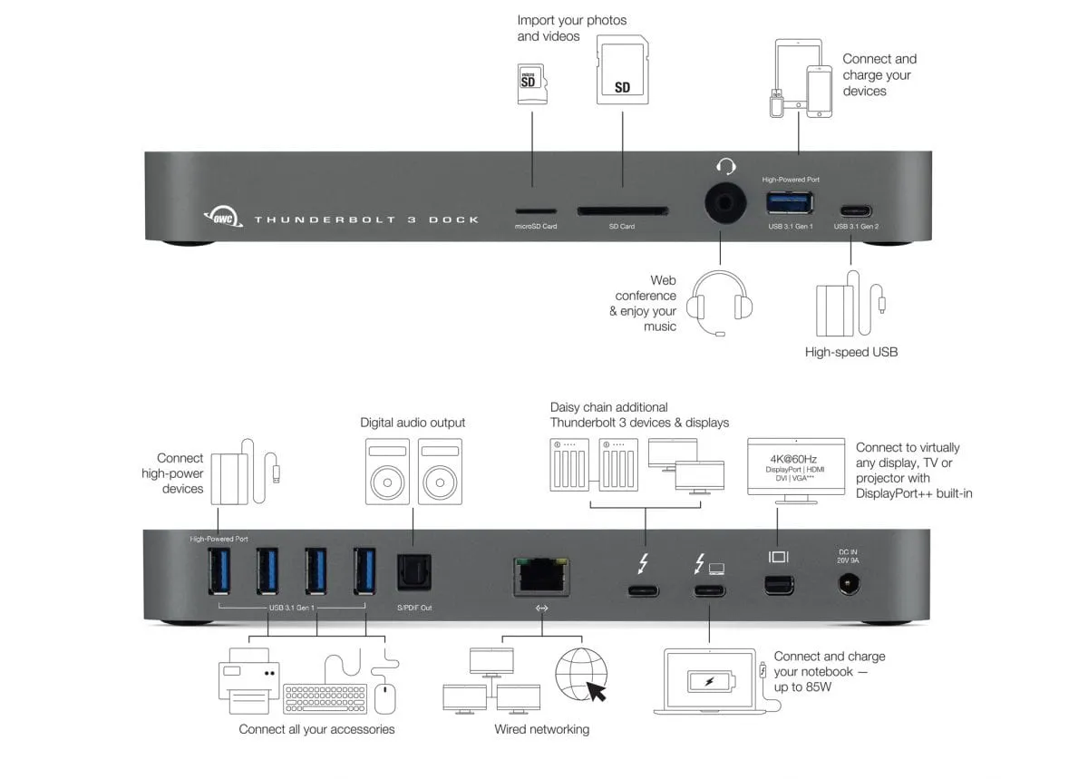 Owc 14 Port Thunderbolt3 Dock Space Grey