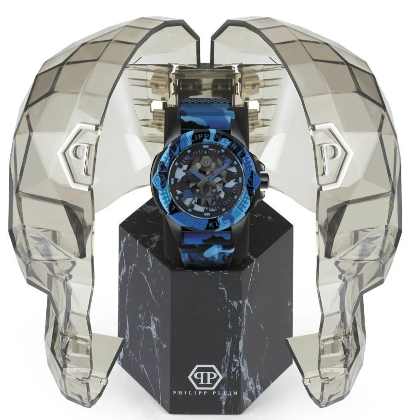 Philipp Plein Mens Watch The Skull Blue Camo PWAAA1021