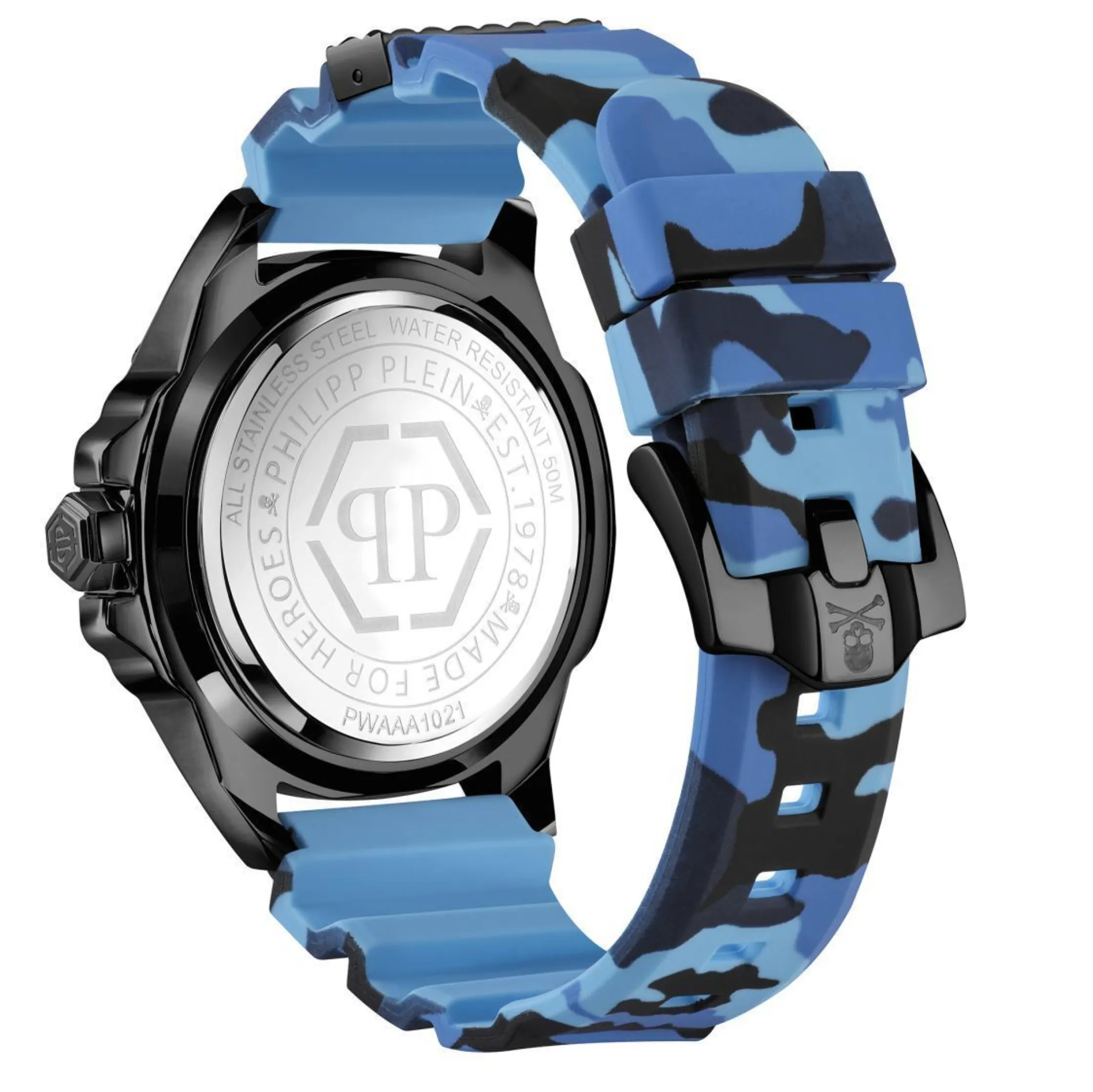 Philipp Plein Mens Watch The Skull Blue Camo PWAAA1021