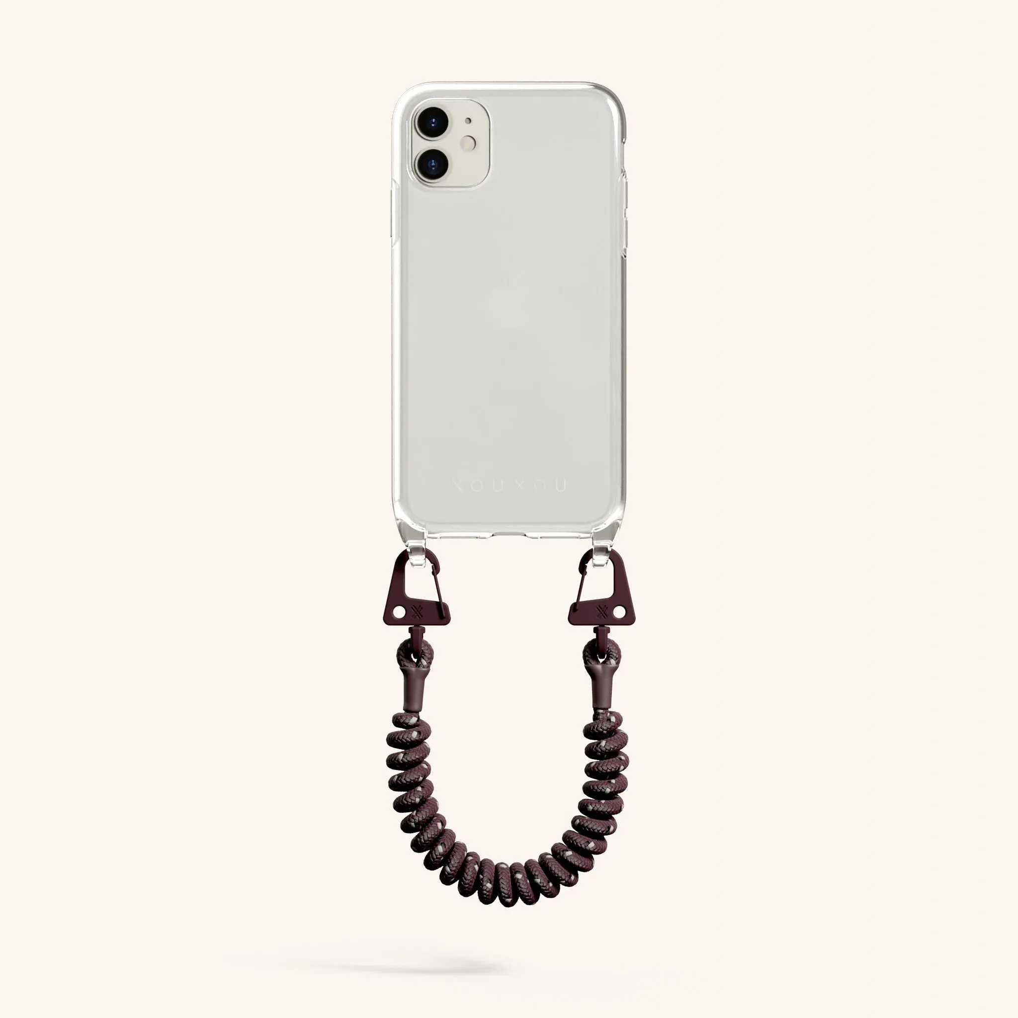 Phone Case with Spiral Rope in Clear   Burgundy