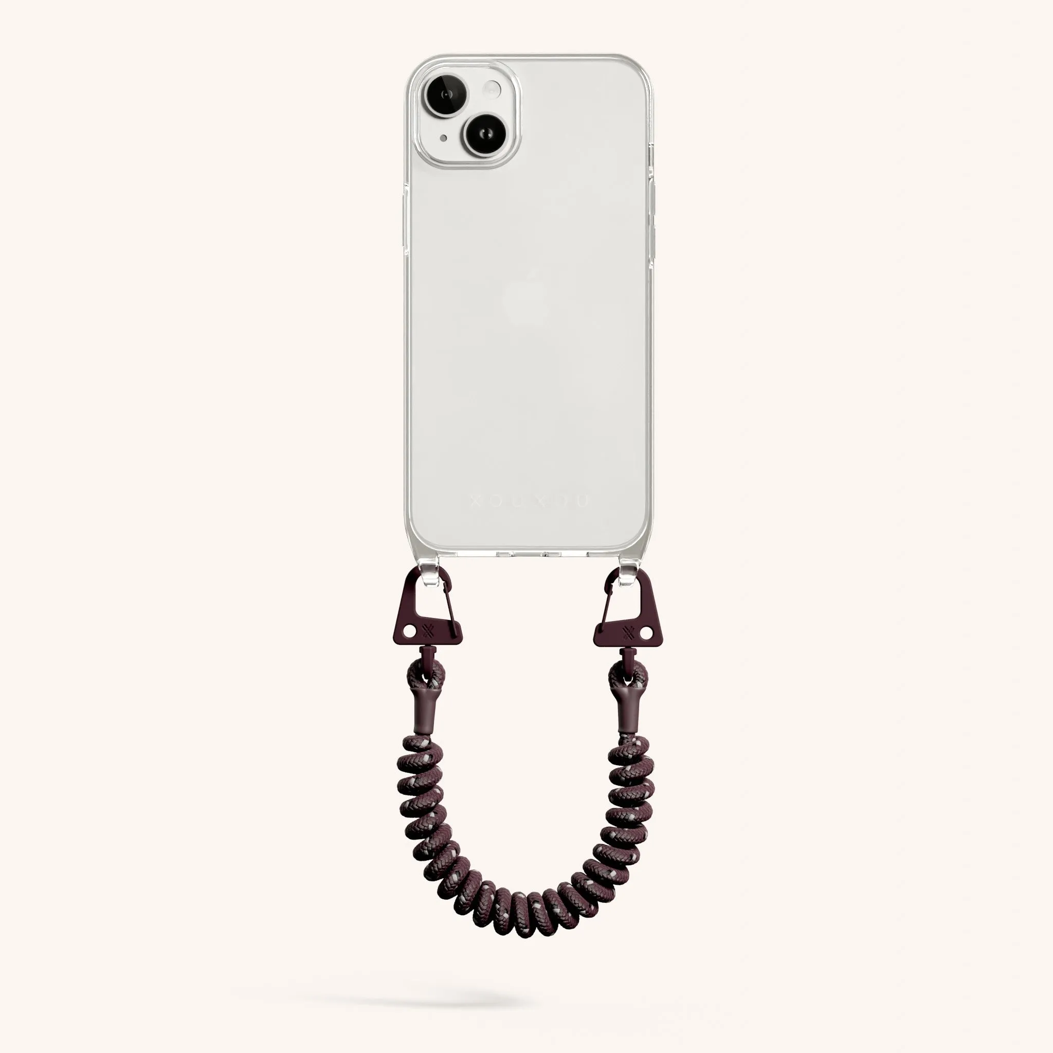 Phone Case with Spiral Rope in Clear   Burgundy