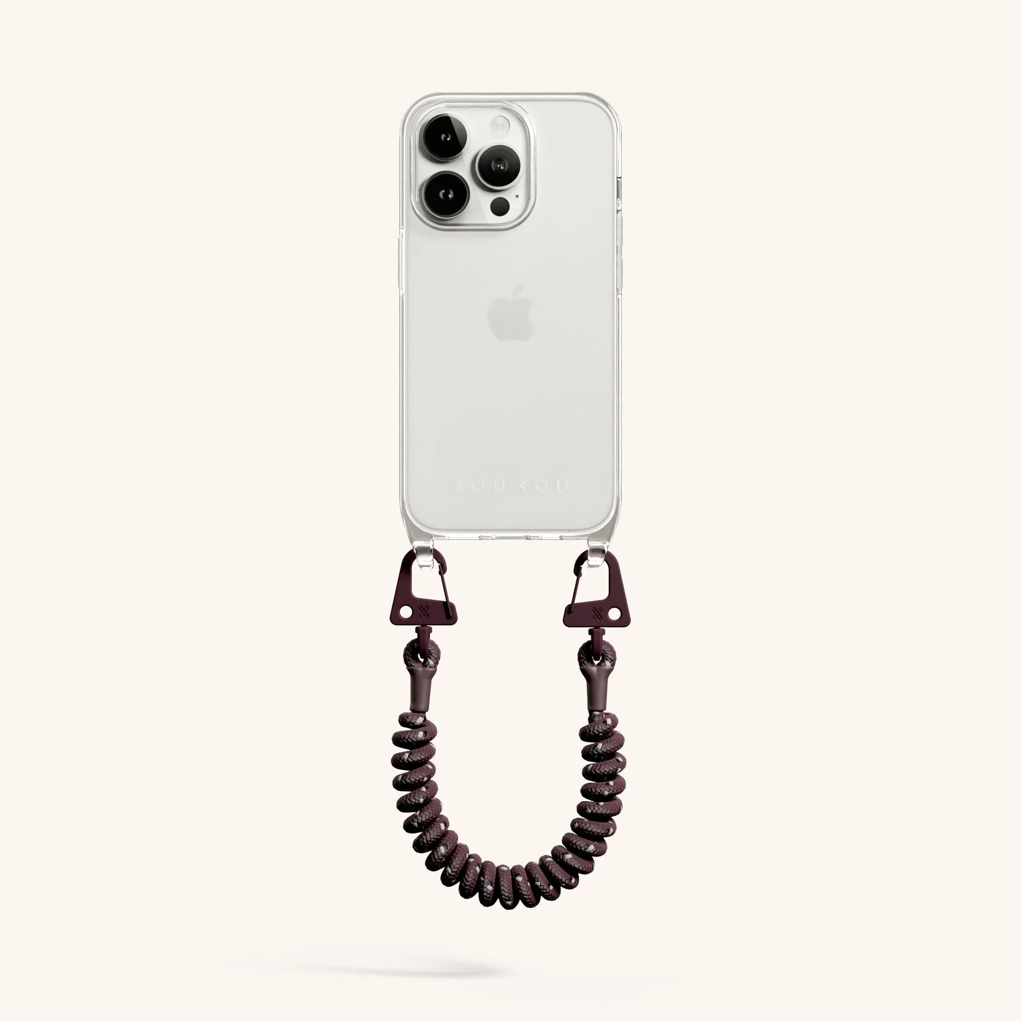 Phone Case with Spiral Rope in Clear   Burgundy