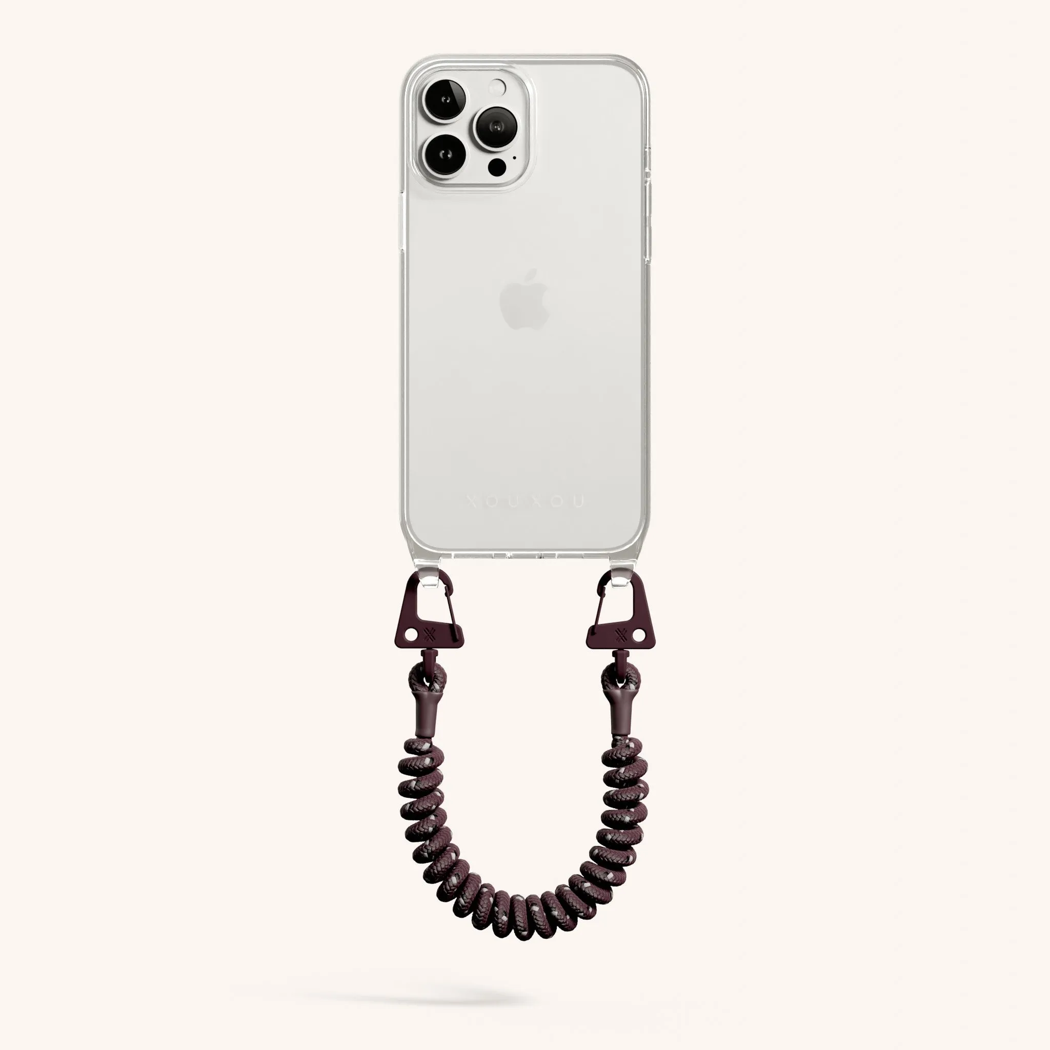 Phone Case with Spiral Rope in Clear   Burgundy