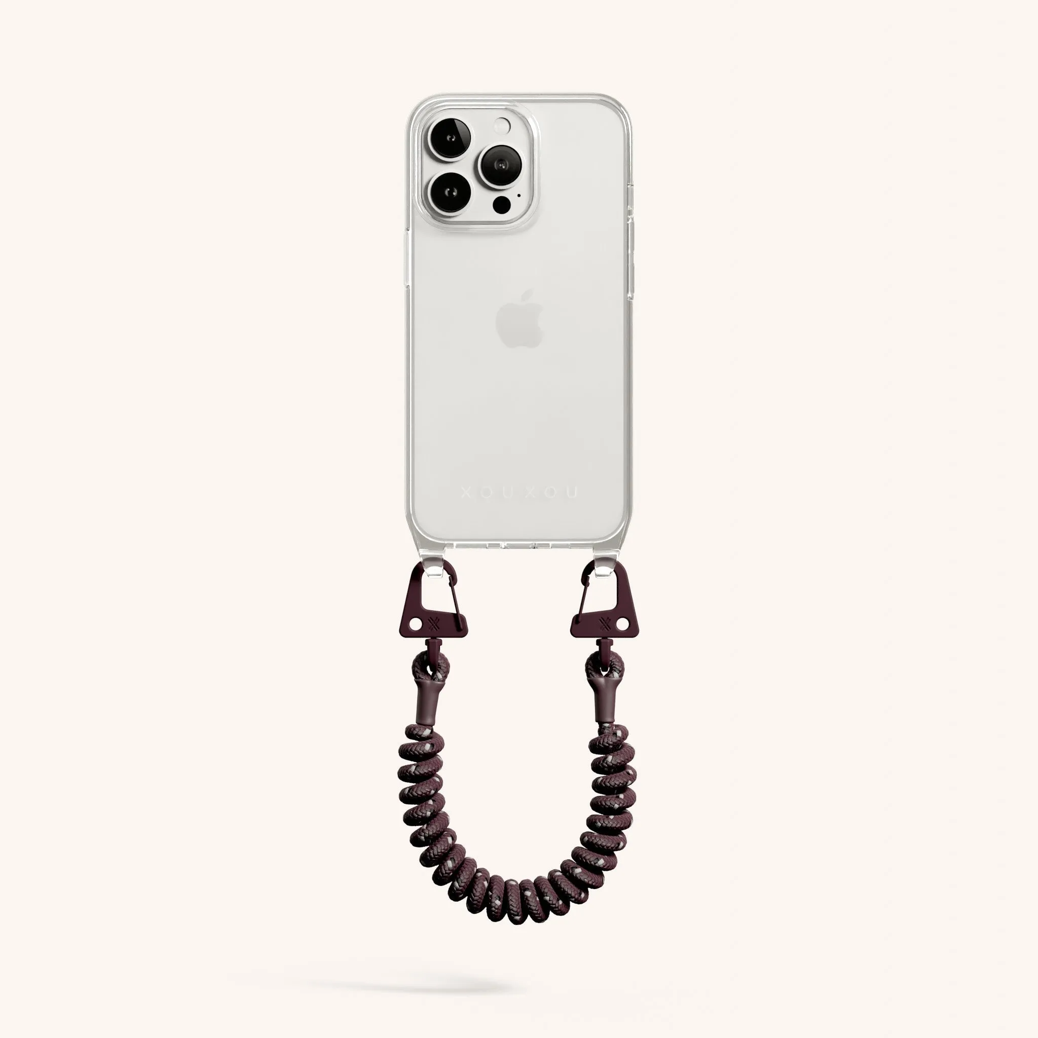 Phone Case with Spiral Rope in Clear   Burgundy