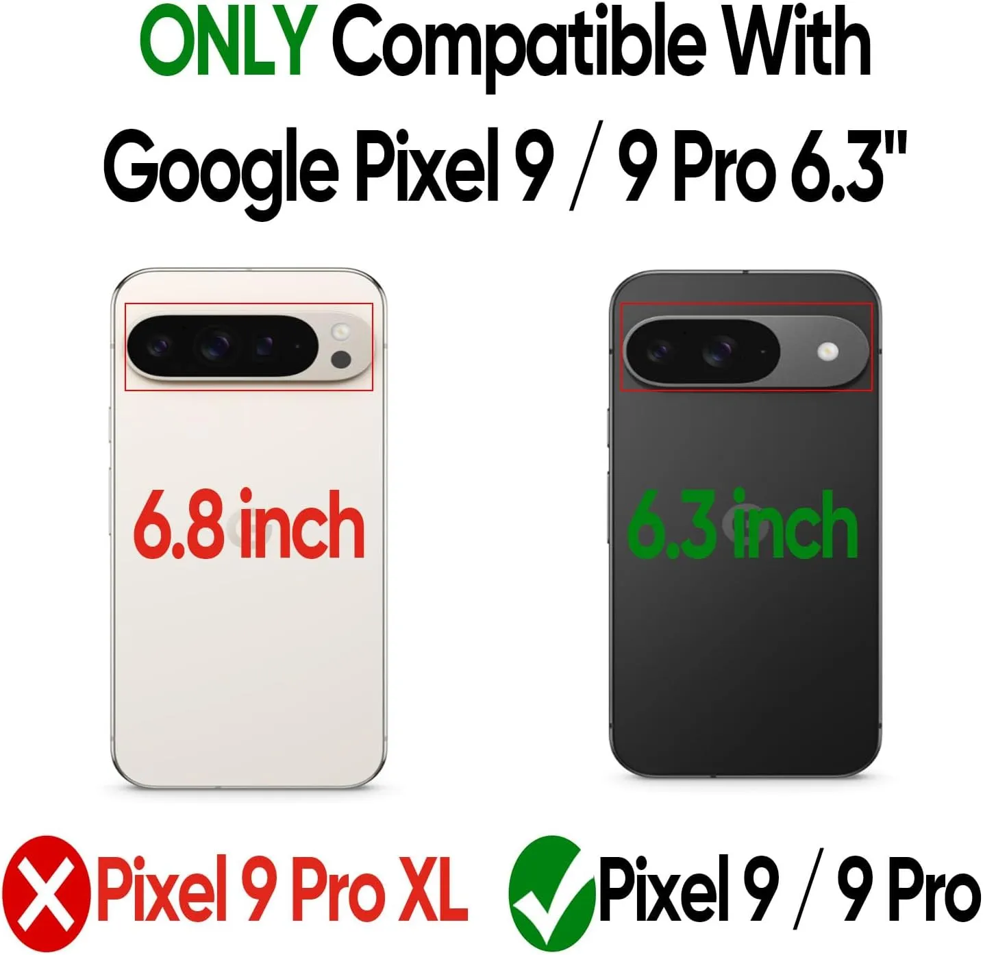 Pixel 9 Pro Phone Case Google Pixel-9 Case 2PCS Screen Protector Heavy Duty Cover Black