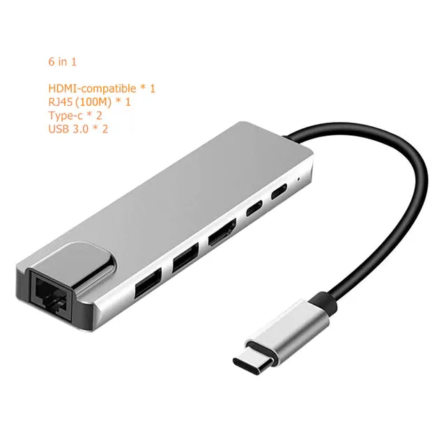 Rankman Type-C Hub to RJ45, 4K HDTV, USB 3.0, USB Type-C Dock Adapter for MacBook iPad Samsung S20 Dex Xiaomi 10 TV