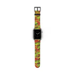 Red Green Camo Watch Band, Camo Print 38mm/42mm Watch Band For Apple Watches- Made in USA