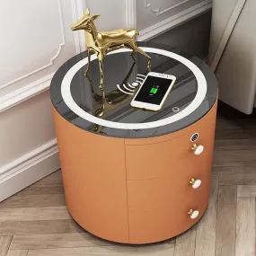 Round Smart Wireless Charging Bedside Table