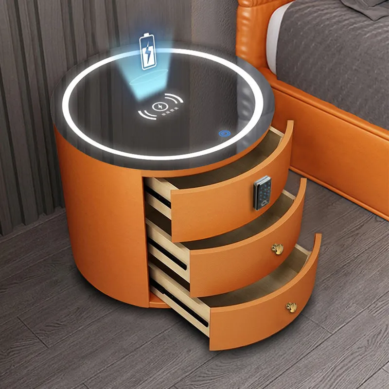 Round Smart Wireless Charging Bedside Table