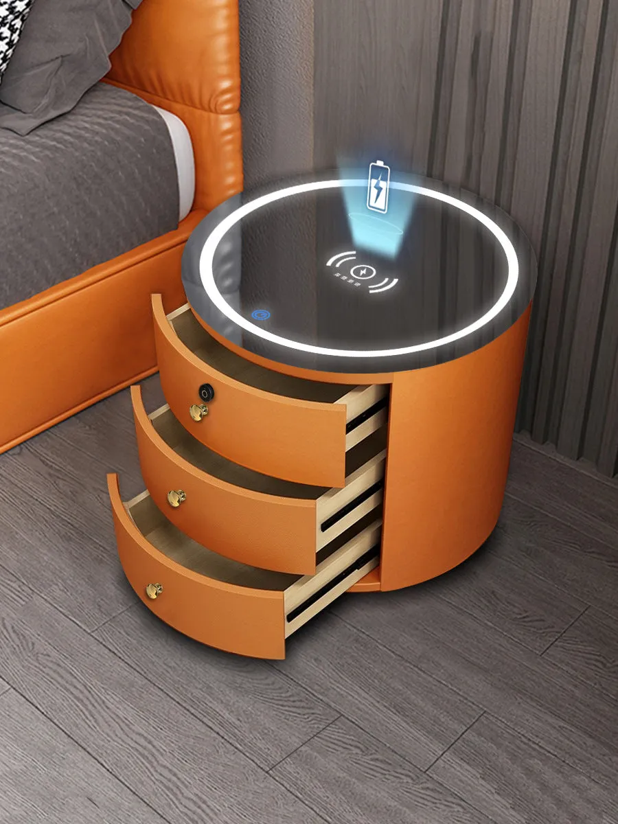 Round Smart Wireless Charging Bedside Table