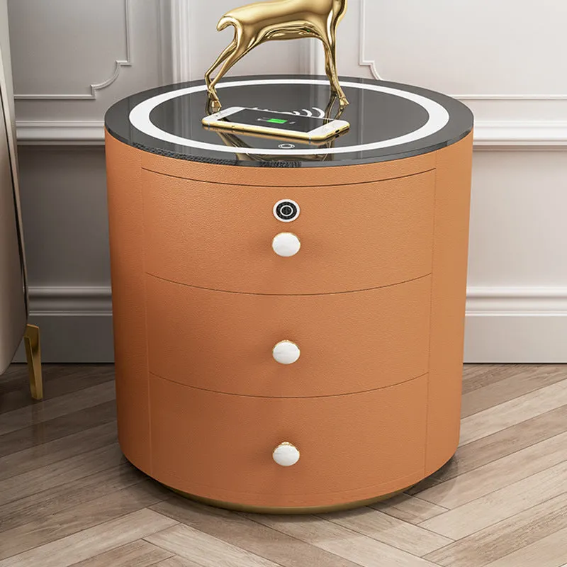 Round Smart Wireless Charging Bedside Table