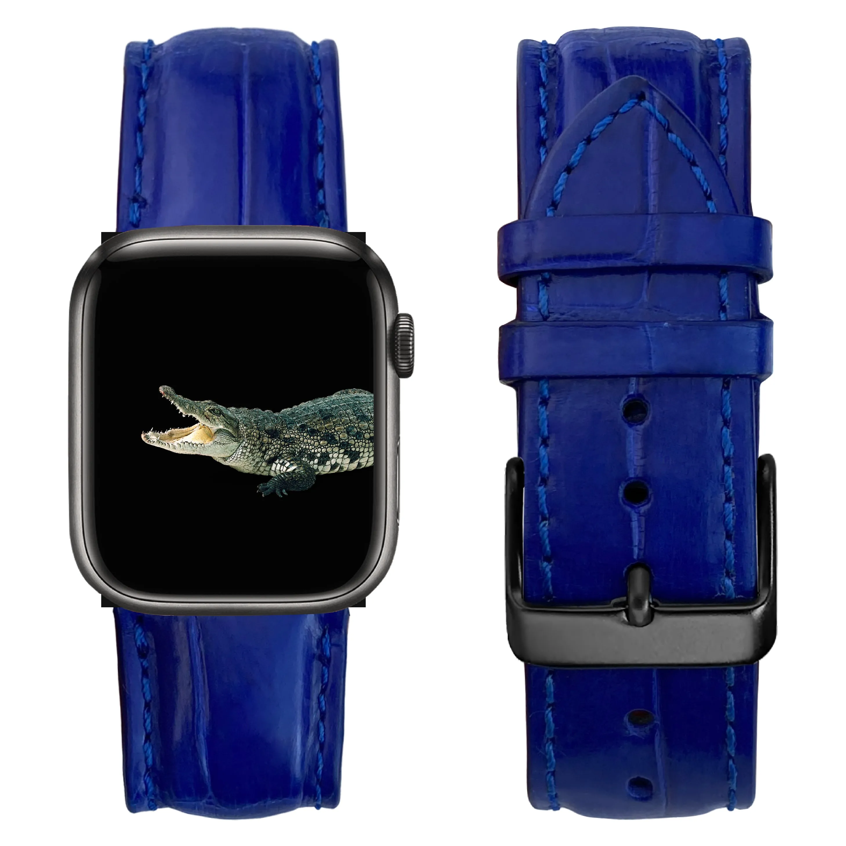 Royal Blue Alligator Leather Strap for Apple Watch Ultra Series 8 7 6 5 4 3 SE | AW-05