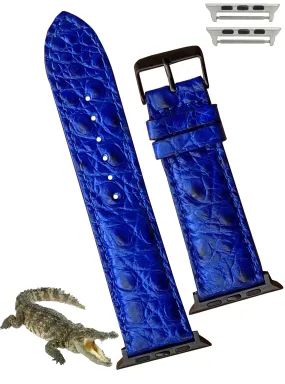 Royal Blue Alligator Leather Strap for Apple Watch Ultra Series 8 7 6 5 4 3 SE | AW-50