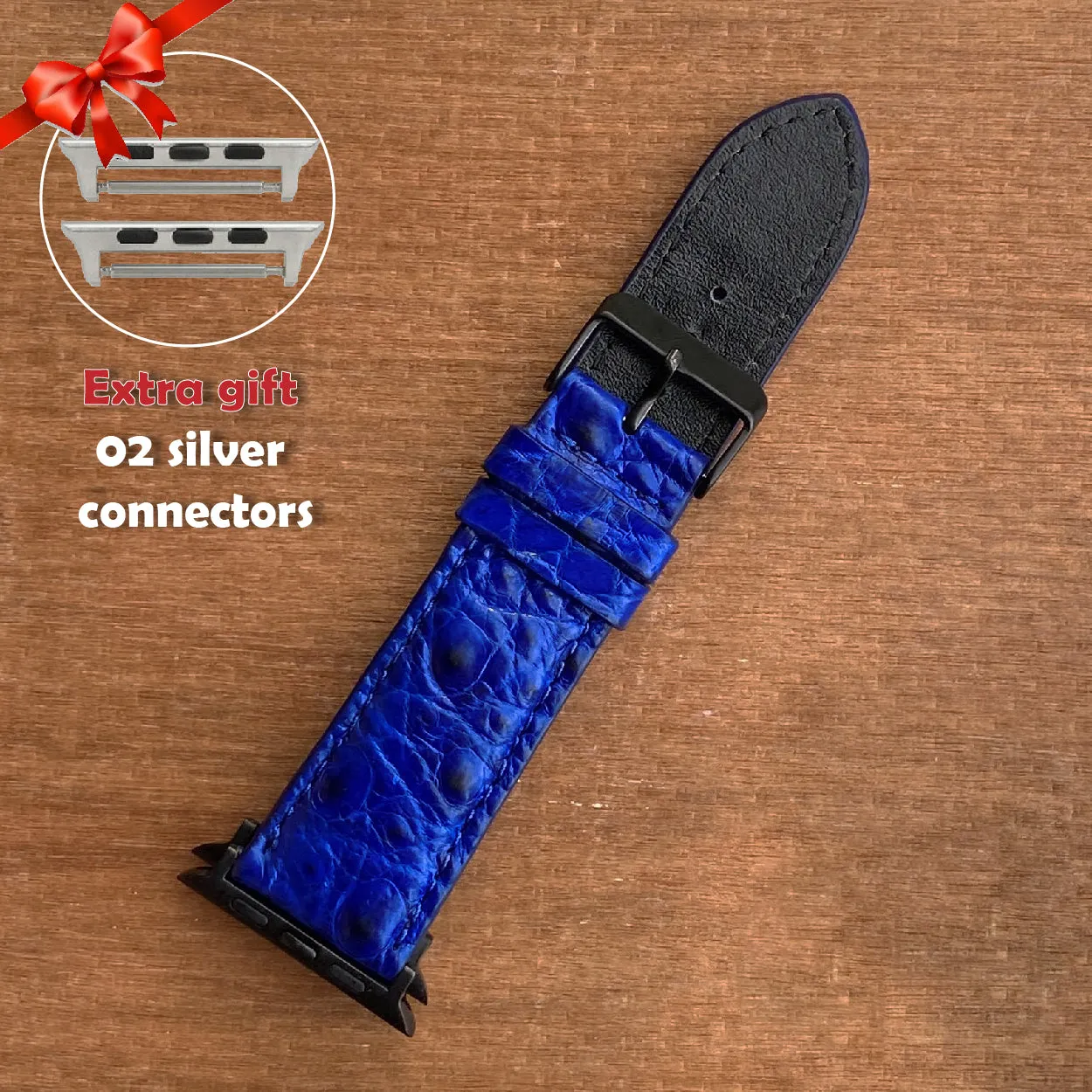 Royal Blue Alligator Leather Strap for Apple Watch Ultra Series 8 7 6 5 4 3 SE | AW-50