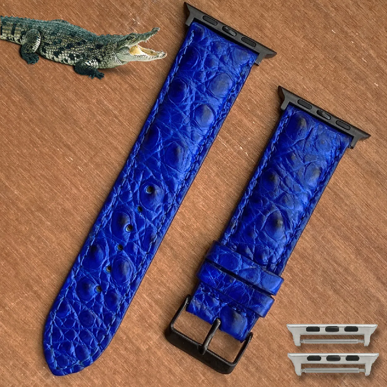 Royal Blue Alligator Leather Strap for Apple Watch Ultra Series 8 7 6 5 4 3 SE | AW-50