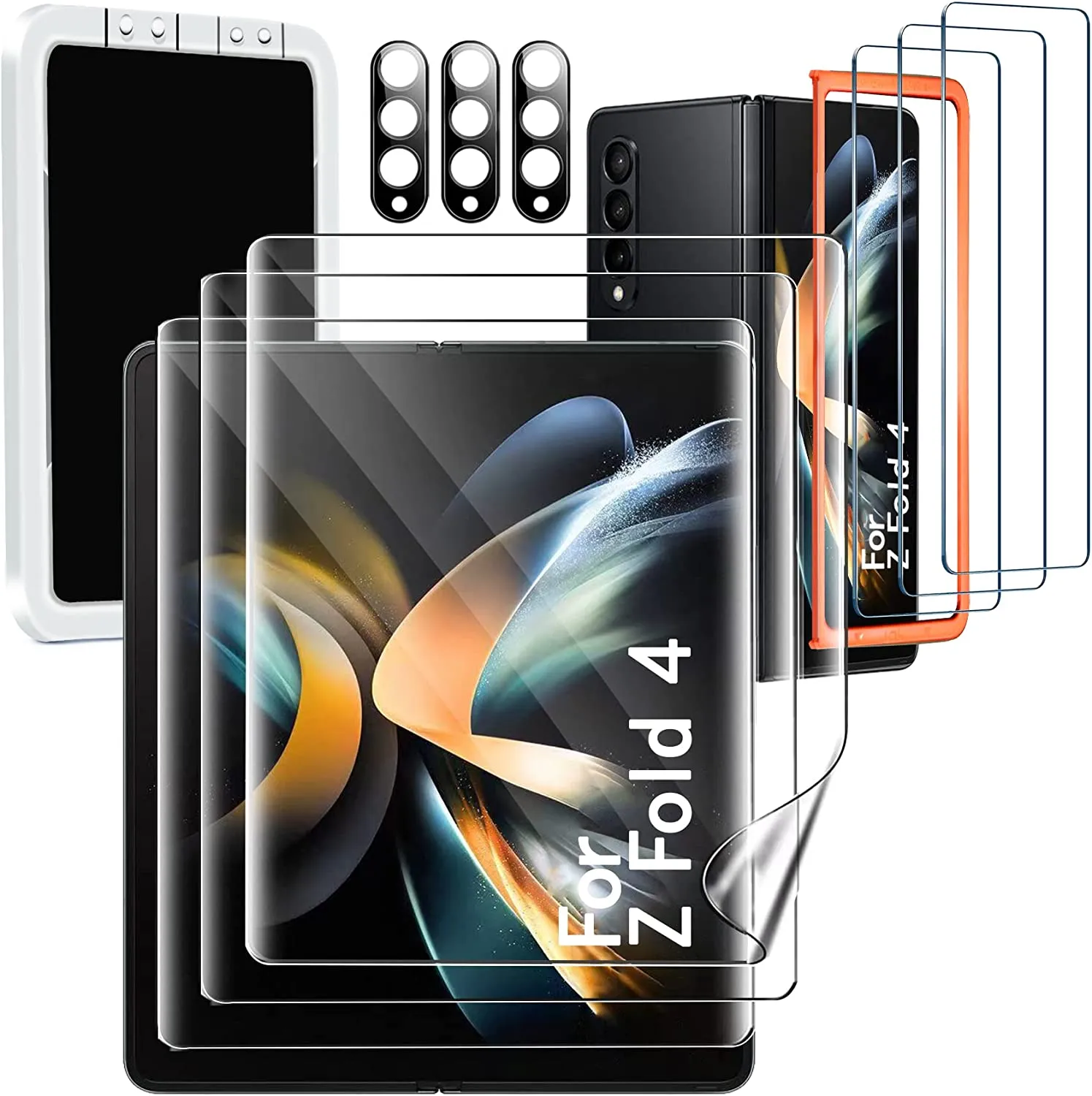 Samsung Galaxy Z Fold 4 5G Screen Protector 3 Pack Tempered Glass Positioner Accessories