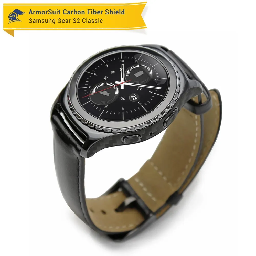 Samsung Gear S2 Classic Screen Protector   Black Carbon Fiber Skin