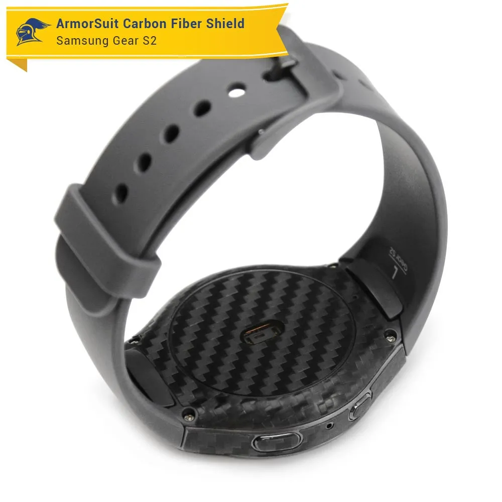 Samsung Gear S2 Screen Protector   Black Carbon Fiber Skin