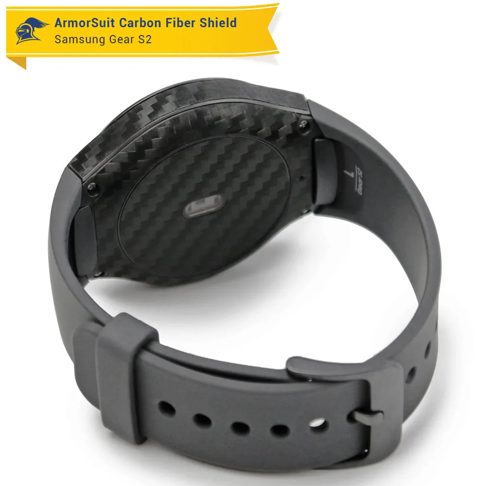 Samsung Gear S2 Screen Protector   Black Carbon Fiber Skin