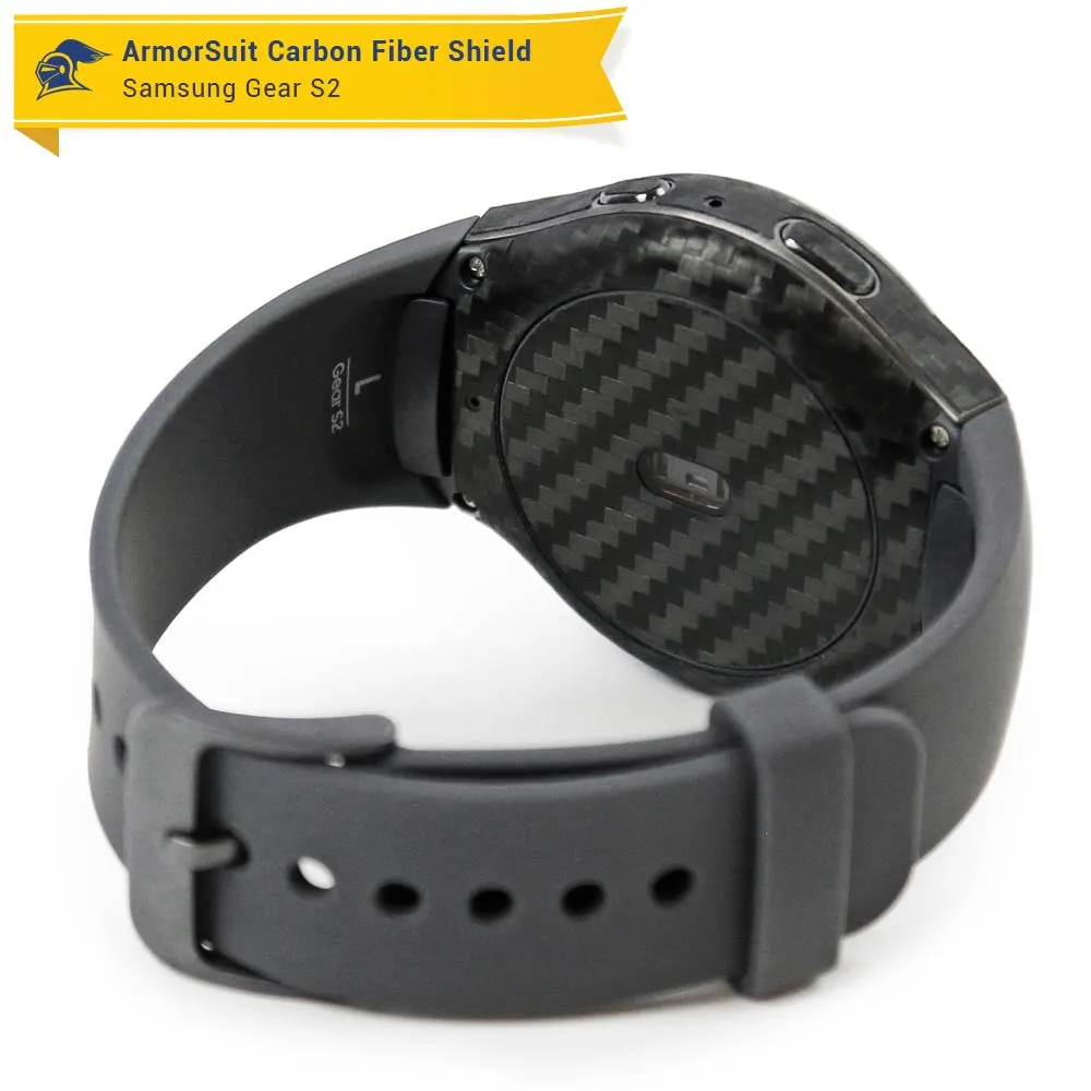 Samsung Gear S2 Screen Protector   Black Carbon Fiber Skin