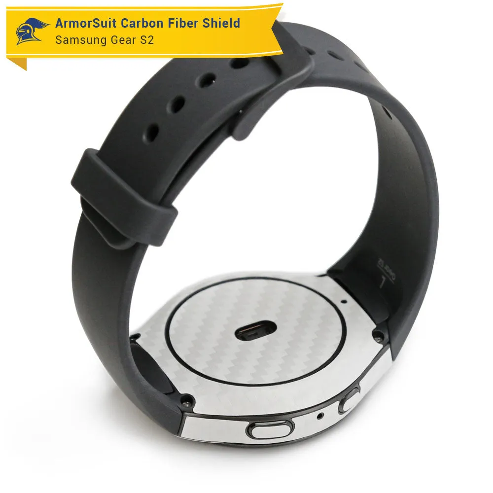 Samsung Gear S2 Screen Protector   White Carbon Fiber Skin