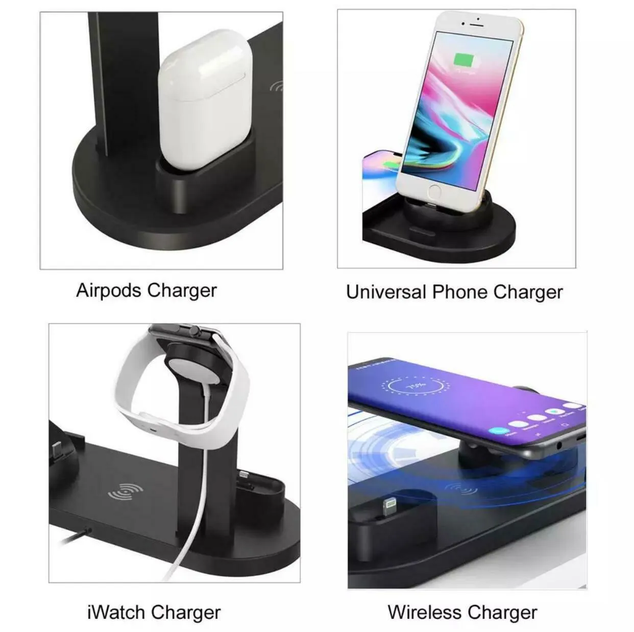 SMAXPro™ QI 4-in-1 FAST Wireless Charging Station: iWatch/Samsung/iPhone/Airpods Dock Stand